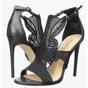 Vince Camuto Randal Black Lace Sandal Heel Shoe Women’s Size 9 1/2